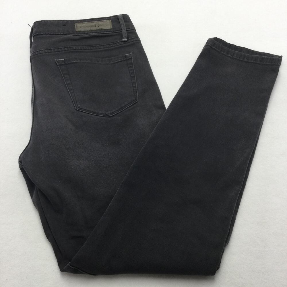 Treasure & Bond Jeans Mens 32x30 Charcoal Wash Slim Tapered Biker Denim Stretch